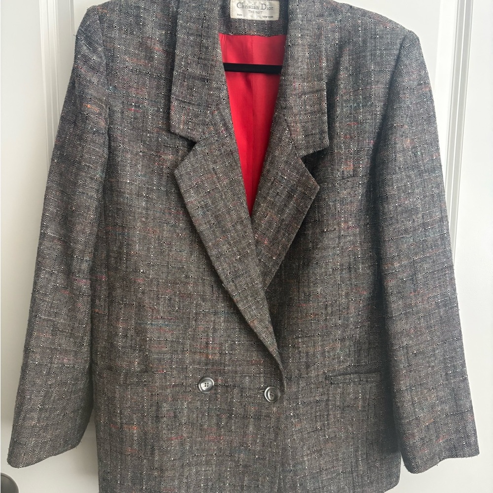 Dior Tweed Blazer in Brown with Red Lining